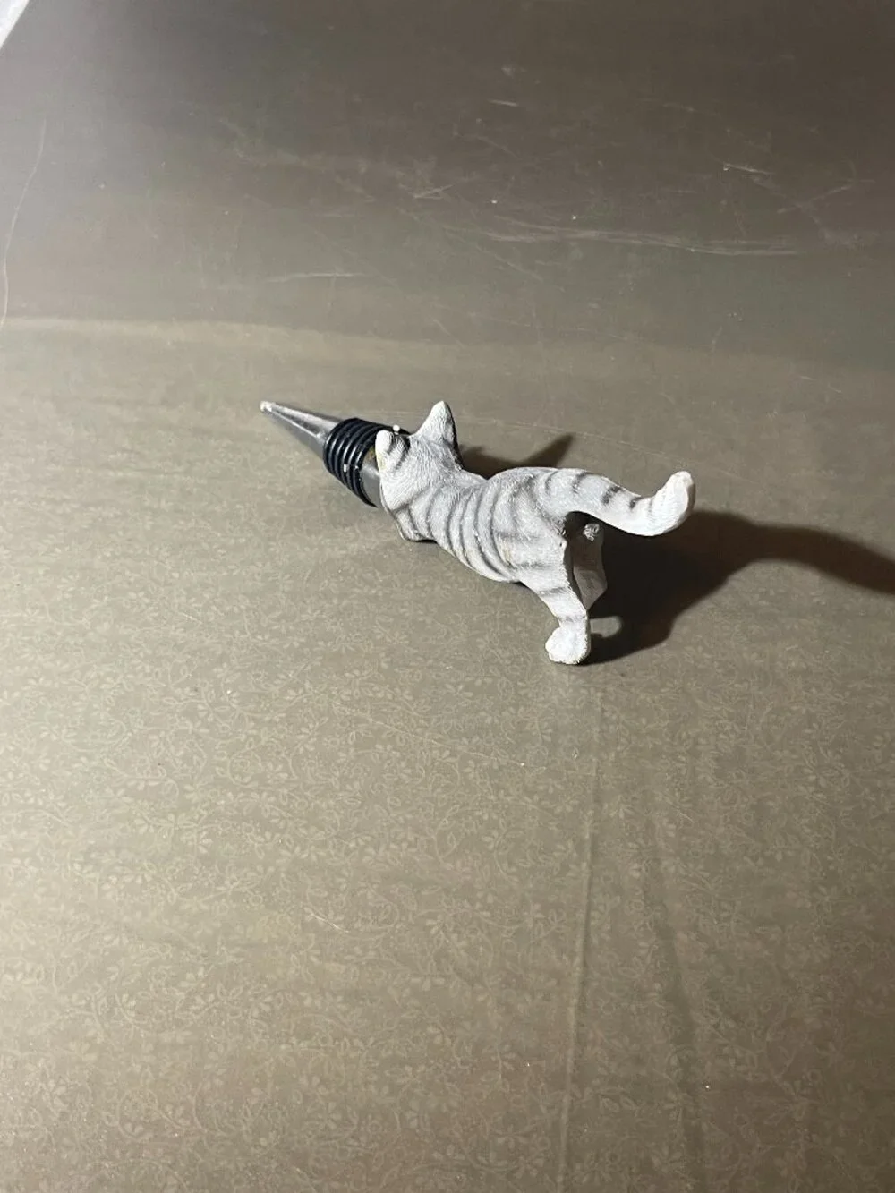 Cat Butt Wine Bottle Stopper Plug Silver Grey (inv#2005)